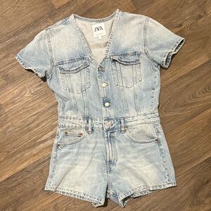 Zara Women’s  Denim Blue Romper